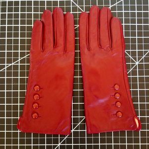 Red Leather Gloves  with fur lining